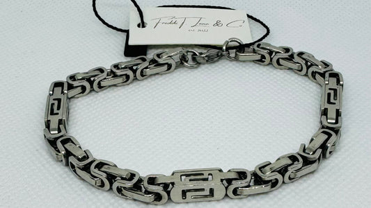 Men's Stirrup Link Stainless Steel Bracelet 8.5"