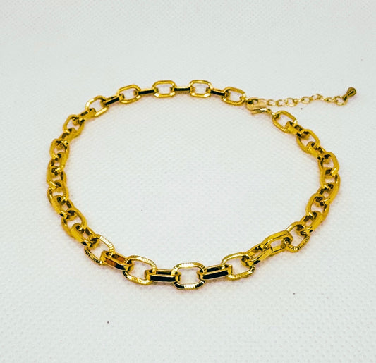 Gold Paperclip Chain Anklet 10"